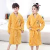 Arrival Flannel Bathrobe for Boys and Girls Hooded Bear Bathrobes Kids Baby Dressing Gowns Children Winter Sleepwear 4-14T 211130