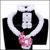 Boucles d'oreilles collier bijoux ensembles violets fine pour femmes balles de couleur or ensemble africain berges de mariage nigérian livraison de gouttes de mode 2021 6kwey