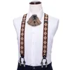 Hi-Tie Vuxen s Suspender och slips Pins för läder 6 Klipp Braces Vintage Fashion Blue Dot Elastiska Suspenders Män