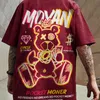 Zazomde Hip Hop Tshirt Harajuku Kortärmad Loose Men Poker Bear T Shirt Casual O-Neck Sommar Brand Oversized Punk Clothes 210706