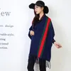 Scarves Shawl Women's Autumn Winter Cape Striped Bat Sleeve Knitted Scarf With Dual Purpose Multi-function Thickened Coat