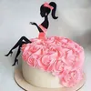 Svart akrylkaka topper silhuett flicka prinsessa bröllop brud och brudgum dekorationer dessert cupcake topper fest levererar y200618