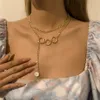 Collane di perle lunghe con nappa Catena girocollo per donna Collana dal design semplice multistrato Elegante regalo per gioielli con ciondolo