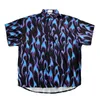 Chemises décontractées pour hommes 2022 Wild Trend Ins Tide Hip Hop Street Flame Chemise imprimée complète à manches courtes pour hommes.