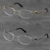 Metal Classic Leopard Series Rimless Optical Reading Frames Marming Gelgasses 18K Gold Frame Glasses Men Myopic Cat Eye Round EY221F