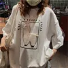 Cartoon alpaca dier gedrukt casual losse oversize Koreaanse stijl zomer korte mouw vrouwen top vrouwelijke t-shirts 210623