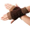 Cinq doigts gants femmes hiver élégant main plus chaud tricot Patchwork femmes bras Crochet tricot mitaine dames chaud sans doigts