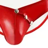 Underpants Can Open Rivets Men Leather U Convex Underwear Men's Latex Briefs Sexy Low Rise Gay Male Panties M-XXL