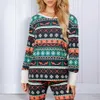 Femmes de Noël Pyjamas Set Haut à manches longues et pantalons longs Casual Nuit de Noël Imprimer Pyjamas Femmes Vêtements d'hiver Homewear 210622