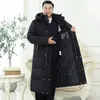 Black Winter Jacket New Top Quality 90 White Duck Down Men Coat XLong Over The Knee Thick Warm 2102225314997 UD6S