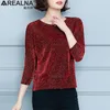 Paillettes paillettes manches chauve-souris Blouse femmes tunique mode nouveau élégant brillant rouge noir léopard Blouses femmes chemise grande taille hauts 210225