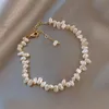 Länk, Kedja 2021 Korea Selling Fashion Lady Gold Färg Bracelet Enkel Vit Imitation Pearl Barock Kvinnors Dagliga Slitage Smycken