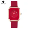 Armbandsur Wwoor Top Women Fashion Black Watch Silicone Ladies Square Quartz Clock Elegant Wrist Watches245e