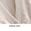 Weasay Jesi Женская весна вязаные кардиган женщины свитер толстый свободный фонарик рукав жемчужная кнопка короткий сладкий и ленивый стиль 210830