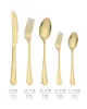 Gold silver stainless steel flatware set food grade silverware cutlery set utensils include knife fork spoon teaspoon