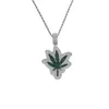 Men White Gold Maple Leaf Zircon Pendant Chain Necklace For Hip Hop Jewelry