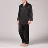 Modern Stain Silk Pijama Hombre Solid Loose Sleepwear Men Sexig Hela nattkläder Sleep Pants Lounge Pyjama Ställer in Casual Night Suit340o