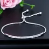 Bracelete de mulheres simples, micro incrustado com zircão e diamante, pulseira de arco de linha única, ajustável