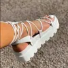Sandals Women Summer Woman Gladiator Shoes Platform Wedge Cross Tied Casual Shoe Sexy Lady Ankle Wrap Lace Up Footwear Plus Size Y0721