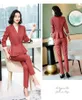 Autumn and winter plus size women's 2-4XL temperament professional wear Slim-fit striped ladies trouser suits Two-piece suit 210527