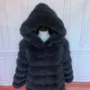 긴 소매 60cm 진짜 모피 코트 여성 자연 진짜 모피 재킷 조끼 겨울 겉옷 여성 의류 211129