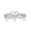 Anéis de casamento Moda Heart-shaped Zircão Micro-embutido Anel de Noivado de Ouro Anel Aniversário Jewlery for Women Acessórios