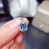 Anillos Yuzuk 925 Gümüş Takı Lüks Mavi Kare Topaz Kolye Kolye Kadınlar için Zincir Kolye Düğün