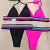 Yaz mayo tasarımcısı bikini seti fuşya pembe iki parça bikinis bandaj seksi push up mayo kadınlar mayo s-xl brezilya biquini maillot de bain femme yeni