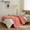 Gem￼tliche klobige Strickdecke f￼r Bettsofa Home Dekoration rosa gelbblaues Plaid warmes Bettdecke gewichtete Wurfdecke