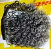 Kvinnor Ponytail Grå Hår Förlängning Silver Grå Afro Kinky Curly Drawstring Human Remy Ponytails Hårstycken Klipp i Real Hairs Bun 100g 120g