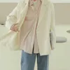 AELEGANTMIS Корейский свободный офис Lady Blazer Part Part Woman повседневная винтажная костюма куртка женский двухбортный университет CHIC OL 210607