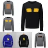 Mężczyźni sweter Klasyczny Mody List Wzór Jesień Zima Z Długim Rękawem 5 Styl Męskie Swetry Casual Crew Neck Contrast Color Tops