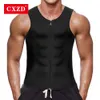 CXZD 2021 Waist Trainer Kamizelka dla Weightloss Hot Neopren Corset Body Shaper Zipper ShapeWear Odchudzanie Pas Belly Men