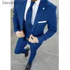 GwenhwyfarスリムフィットブラウンビジネスメンズウェディンググルーミングTuxedos 3個（ジャケット+ベスト+パンツ）最高の男PROM WEAR COSTUME HOMME X0608
