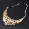 New African Bridal Dubai Flower Necklace Earrings Ring Bracelet Nigerian Women Wedding Gold Color Jewelry Sets