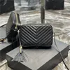 Mode damväskor Designer handväska Cross Body Messenger äkta läder Tofs Dragkedja Med låda kameraväska axel Crossbody Clutch kvinna Handväskor Handväska YB42