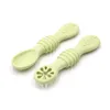 Silicone Feeding Spoon Utensils 2Pcs/Set Baby Training Weaning Learning To Eat Food Tableware Children Safe 20220228 Q2