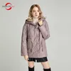 MODERNE SAGA Femmes Automne Veste À Capuche Mince Rembourré Polyester Printemps Manteau Chaud Femme S Plus Taille 210910