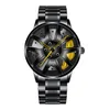 Creative spécial 3D évider conception roue Quartz hommes montre vente décontracté personnalité montres mode populaire bande d'acier Wr3271