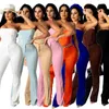 Women's Two Piece Pants ANJAMANOR Set Crop Top And High Waist Flare Elegant Sexy All White Outfits For Women Matching Sets D29-DA44