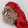 Rauchende Oma Latexmasken Alte Dame mit faltigem Gesicht und rotem Schal Kostüm Requisiten Halloween Party Horror Maskenzubehör L230704