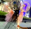 2022 novas decorações de festa LED Bobo balão piscando luz em forma de coração rosa flor bola balões transparentes casamento presente do dia dos namorados