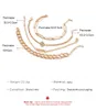 Zyzq 4 pçs / set simples tornozeleiras em forma de coração para a cadeia de pé de praia de pé multi-camada braceletes de tornozelo mulheres jóias