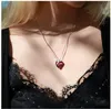 Océan Peach Coeur Amour Pendentif Collier Simple Autriche Cristal Clavicule Chaîne pour Couple Amoureux Bijoux