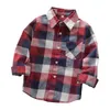 Mode Herbst Jungen Shirts Für Mädchen Plaid Lange Hülse Drehen-unten Kragen Teenager Tops Baumwolle Kinder Kleidung Kinder Kleidung hemd 210306