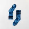 New Fashion Men and Women Socks Cotton Colorful Two-Bar Tie-dye Harajuku Skateboard Funny Street HipHop Happy Weed Tube Socks