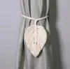 Gardin Tiebacks Macrame Leaf Feather Shaped Handgjorda Flätade rep Tassel Gardiner Klipp Hållbar Tillbehör Tillbehör Tillbehör