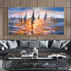 Pittura a olio per barche a vela stampata su tela Wall Art per soggiorno Modern Home Decor Sunset Seascape Landscape Painting Colorful