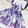 designer girl Dress Summer Kids cotton Dress Baby Printed Floral Dresses Sweet sleeveless party clothes Children Purple clothing