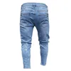 Blue Fashionlight Zipper Designer Holes de printemps Pantalones Knee Automne Mens Hiphop Jeans Pantalon Spark Kabvw5085813